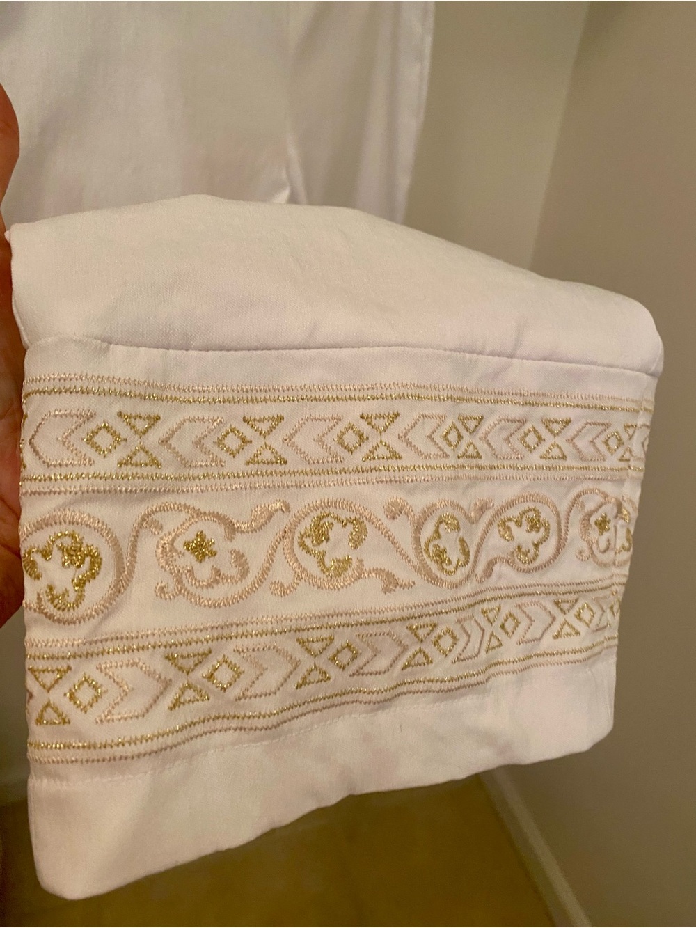 JM White pants with Gold Accent Border MP - Picture 3 of 4